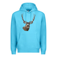 Ocean Blue Mule Buck Deer Head Premium Hoodie - LillyAllenDesigns
