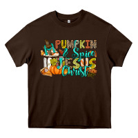 Chocolate Brown Pumpkin spice and Jesus Christ Heavy Core Tee - RanaPortraitStore