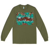 Army Green cowhide gemstone leather background Long Sleeve Tee - FaDigitalArtStudio