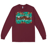 Burgundy cowhide gemstone leather background Long Sleeve Tee - FaDigitalArtStudio
