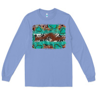 Colony Blue cowhide gemstone leather background Long Sleeve Tee - FaDigitalArtStudio