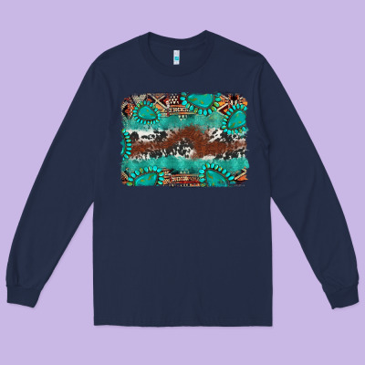 Cowhide Gemstone Leather Background Long Sleeve Tee Designed By Fadigitalartstudio