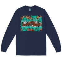 Navy cowhide gemstone leather background Long Sleeve Tee - FaDigitalArtStudio