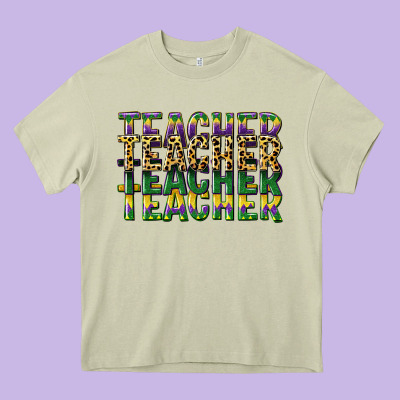Teacher Mardi Gras Heavy Core Tee Designed By Cowgirlartshop