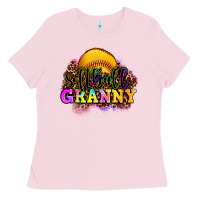 Bubblegum Pink softball granny Ladies Tee - OliviaCreatesArt