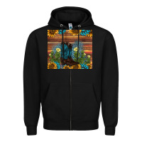 Black boot cactus sunflower gemstone Zipper Hoodie - AdoDesignShop