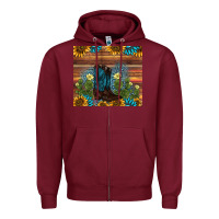 Burgundy boot cactus sunflower gemstone Zipper Hoodie - AdoDesignShop