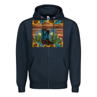 Navy boot cactus sunflower gemstone Zipper Hoodie - AdoDesignShop