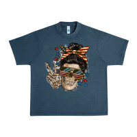 Midnight Navy American Mother skull Mother's Day Urban Heavy Tee - FaDigitalArtStudio