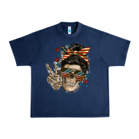 Navy American Mother skull Mother's Day Urban Heavy Tee - FaDigitalArtStudio