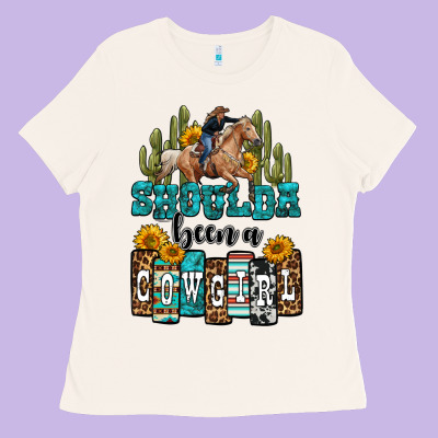 Shoulda Been A Cowgirl Ladies Tee Designed By Oliviacreatesart