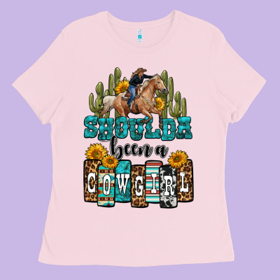 Shoulda Been A Cowgirl Ladies Tee Designed By Oliviacreatesart