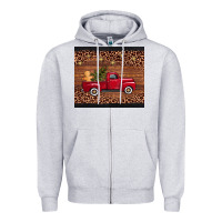 Heather Grey Christmas truck Zipper Hoodie - AdoDesignShop