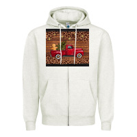 Oatmeal Heather Christmas truck Zipper Hoodie - AdoDesignShop