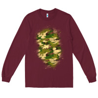 Burgundy camouflage patch 1 Long Sleeve Tee - BundleAndBundleShop
