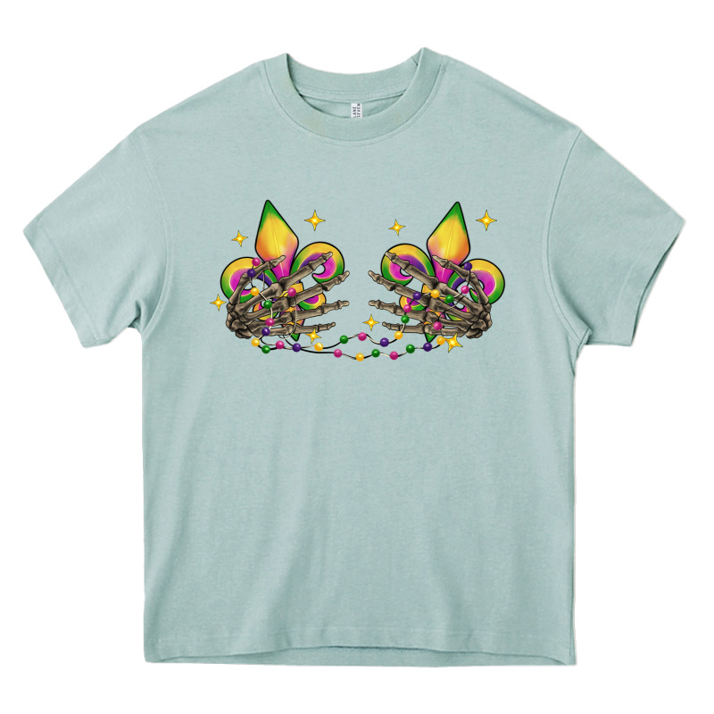 Skeleton Hands Mardi Gras Heavy Core Tee by CowGirlArtShop | Teevron