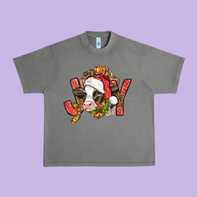Joy Christmas With Cow Bbs Urban Heavy Tee Designed By Bundleandbundleshop