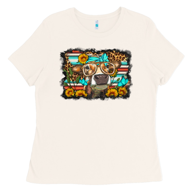 Sunflower Cow Olivia Ladies Tee by OliviaCreatesArt | Teevron