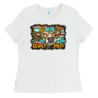 White sunflower cow olivia Ladies Tee - OliviaCreatesArt