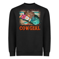 Black cowgirl hat flowers leopard and  leather Heavyweight Sweatshirt - AdoDesignShop