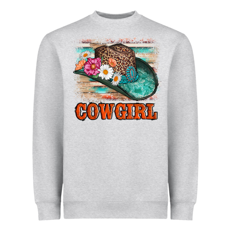 Cowgirl Hat Flowers Leopard And  Leather Heavyweight Sweatshirt by AdoDesignShop | Teevron