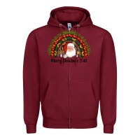 Burgundy merry christmas y'all santa rainbow Zipper Hoodie - AdoDesignShop