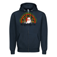 Navy merry christmas y'all santa rainbow Zipper Hoodie - AdoDesignShop