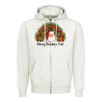 Oatmeal Heather merry christmas y'all santa rainbow Zipper Hoodie - AdoDesignShop
