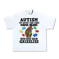 White Autism grizzlies Urban Heavy Tee - FaDigitalArtStudio