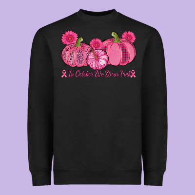 In October We Wear Pink Pumpkins Heavyweight Sweatshirt Designed By Adodesignshop