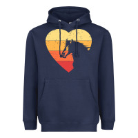 Navy Vintage Heart Horse Equestrian | Horse lover Heavyweight Hoodie - linhVisuals