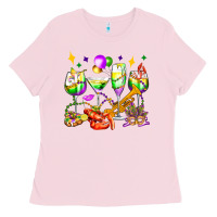 Bubblegum Pink mardi gras wine glasses olivia Ladies Tee - OliviaCreatesArt