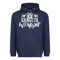 Navy gangsta wrapper Heavyweight Hoodie - linhVisuals