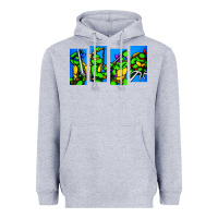 Heather Grey arcade turtles Heavyweight Hoodie - linhVisuals