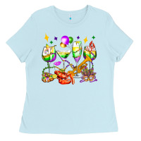 Baby Blue mardi gras wine glasses olivia Ladies Tee - OliviaCreatesArt