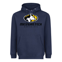 Navy michigan tech huskies Heavyweight Hoodie - linhVisuals