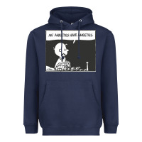 Navy my anxieties have anxieties   peanuts Heavyweight Hoodie - linhVisuals