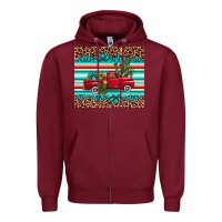 Burgundy truck gemstone leopard Zipper Hoodie - AdoDesignShop