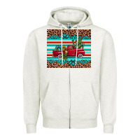Oatmeal Heather truck gemstone leopard Zipper Hoodie - AdoDesignShop
