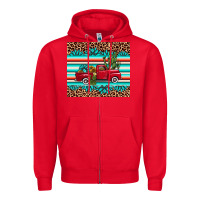 Red truck gemstone leopard Zipper Hoodie - AdoDesignShop