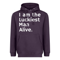 Plum luckiest man alive Heavyweight Hoodie - linhVisuals