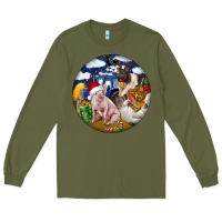 Army Green Farm And Pig Long Sleeve Tee - FaDigitalArtStudio