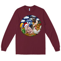 Burgundy Farm And Pig Long Sleeve Tee - FaDigitalArtStudio