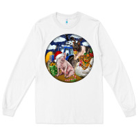 White Farm And Pig Long Sleeve Tee - FaDigitalArtStudio