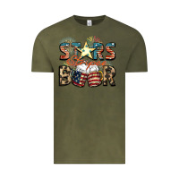 Vintage Olive Stars stripes beer Vintage Tee - FaDigitalArtStudio