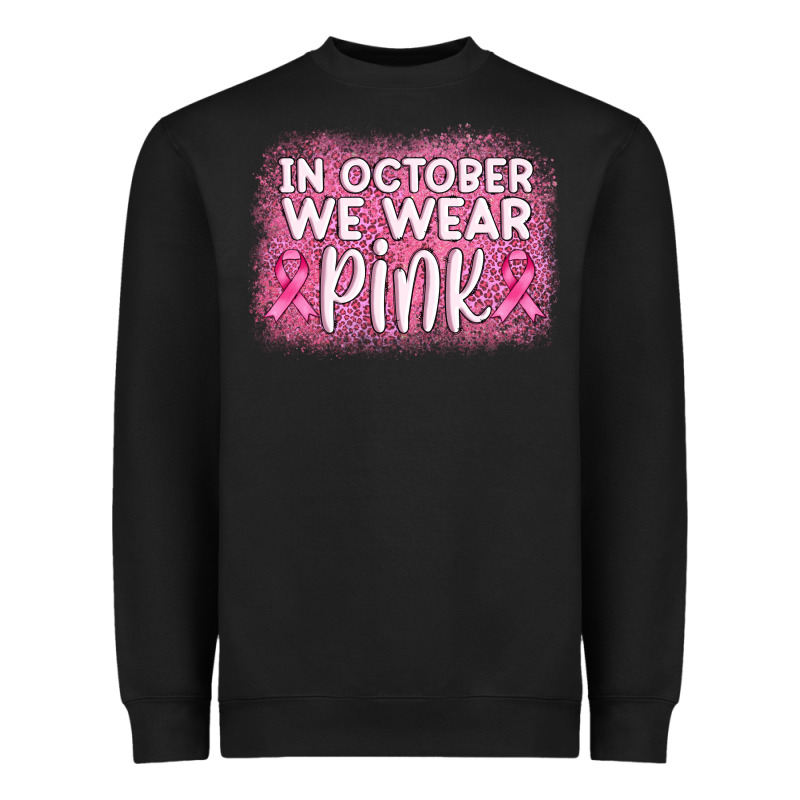 In October We Wear Pink Leopard Glitter Heavyweight Sweatshirt by AdoDesignShop | Teevron
