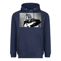 Navy kurt smoking Heavyweight Hoodie - linhVisuals