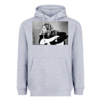 Heather Grey kurt smoking Heavyweight Hoodie - linhVisuals