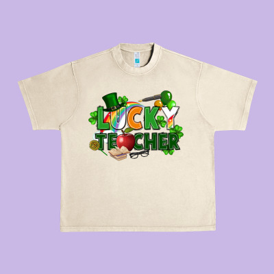 Lucky Teacher St. Patricks Day Urban Heavy Tee Designed By Fadigitalartstudio
