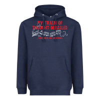 Navy my train of thought derailed Heavyweight Hoodie - linhVisuals